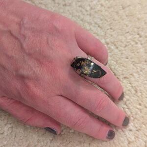 Amber silver ring adjustable aize